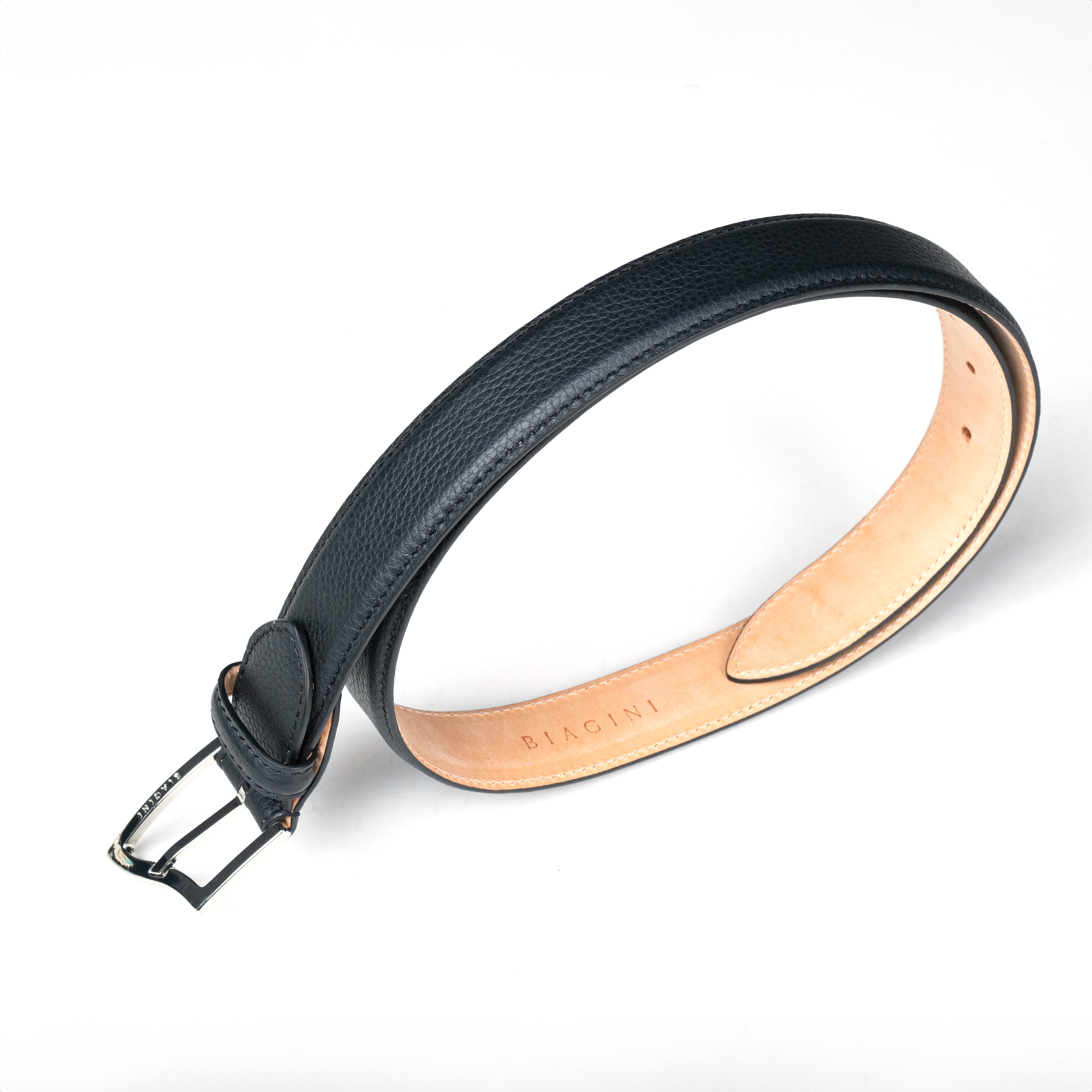 BIAGINI｜經典波浪金屬釦皮帶 (黑)