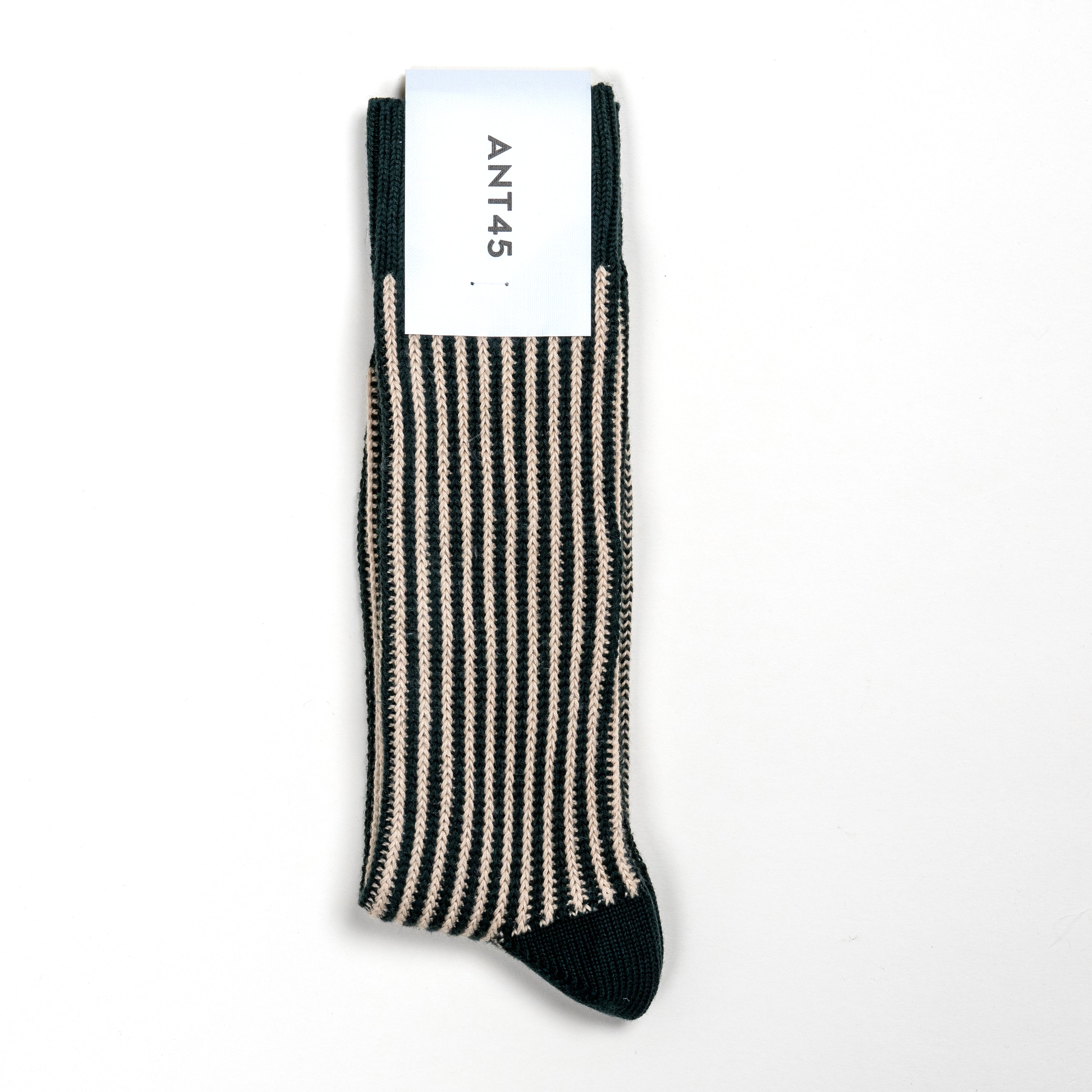 ANT45｜Capri 條紋棉質中筒襪 (深綠)