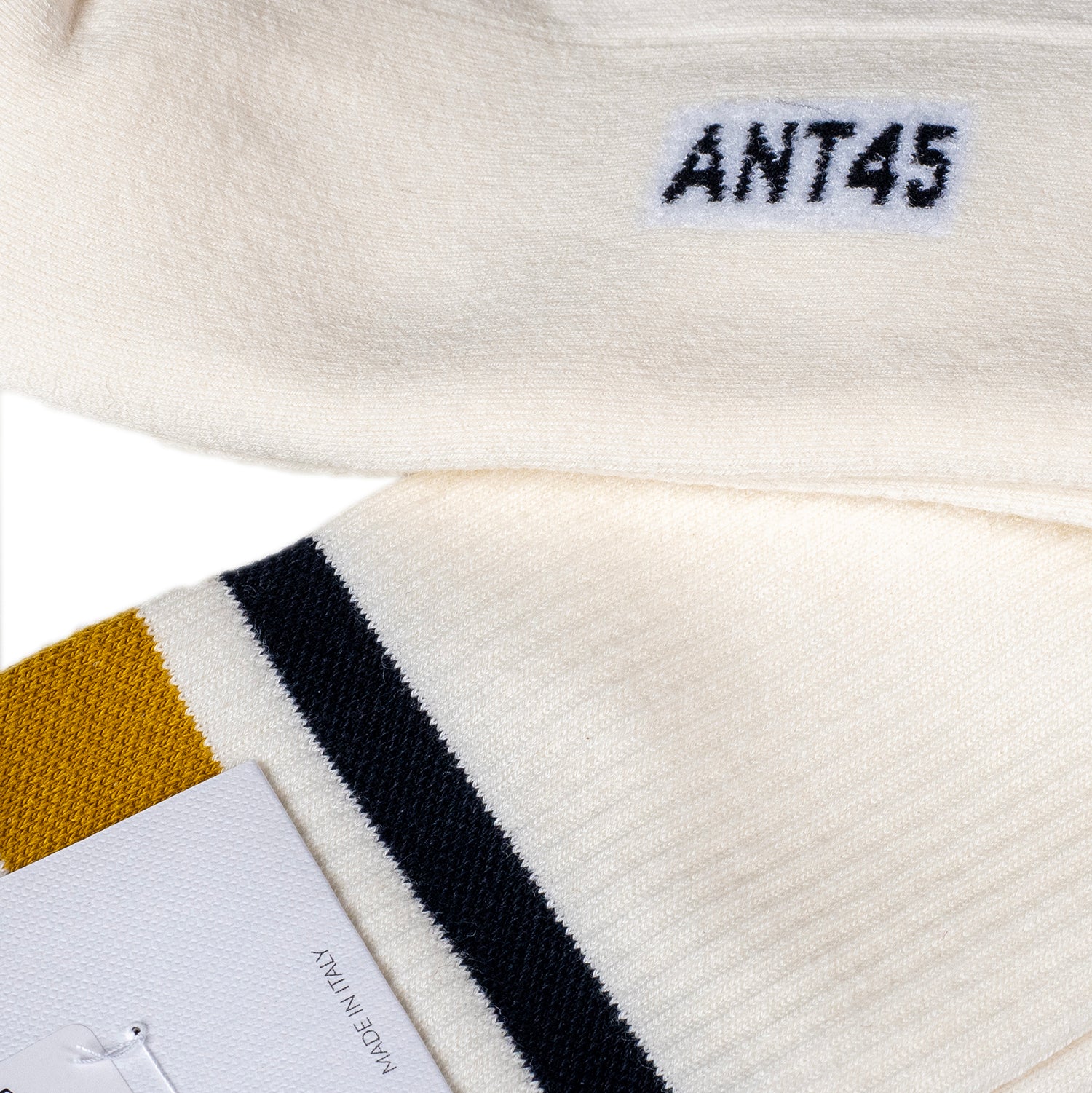 ANT45｜Idaho 羅紋中筒襪 (黃/米白）