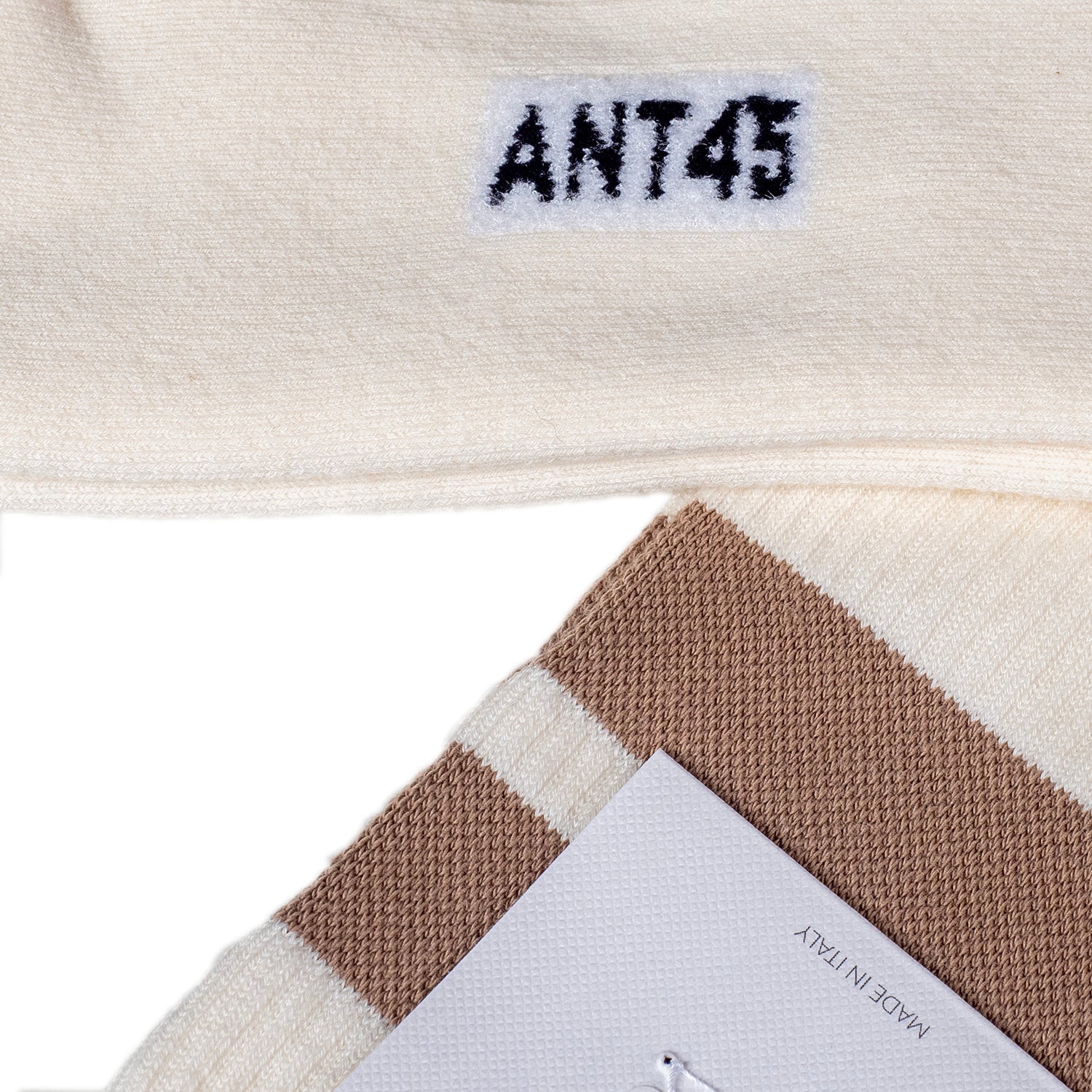 ANT45｜Bernera 羅紋中筒襪 (卡其/米白）