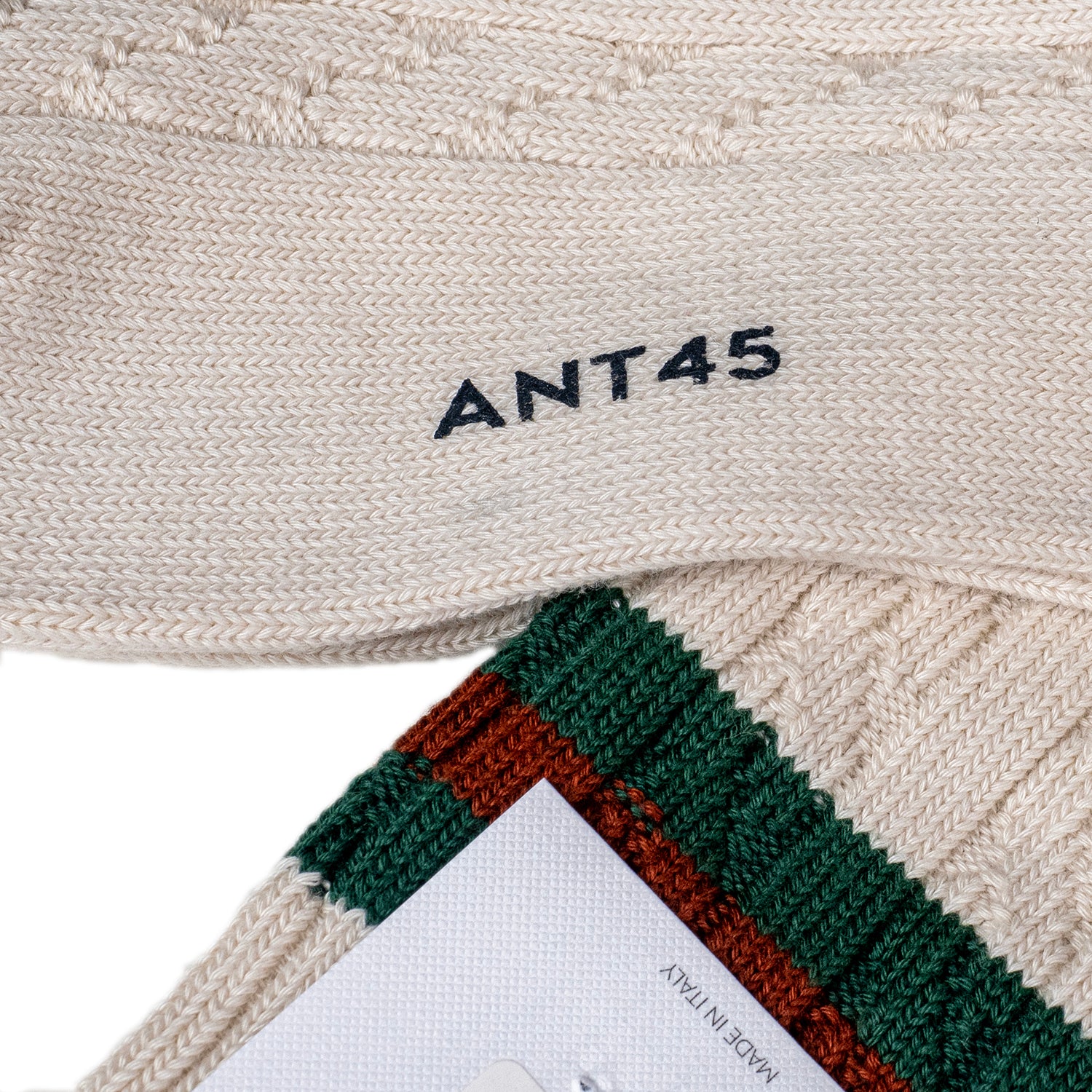 ANT45｜Mull 特殊織紋中筒襪 (米白)