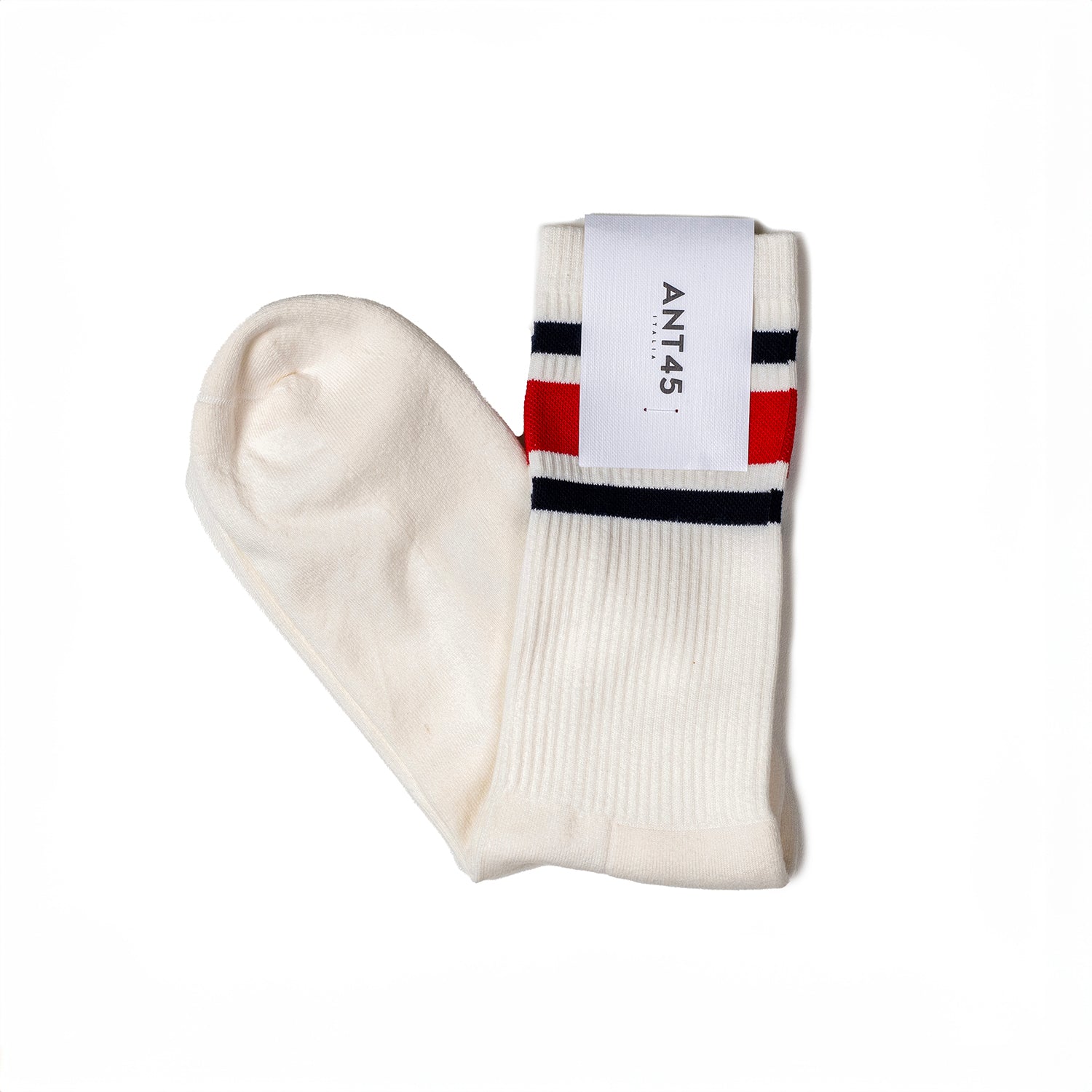 ANT45｜Idaho 羅紋中筒襪 (紅/米白）
