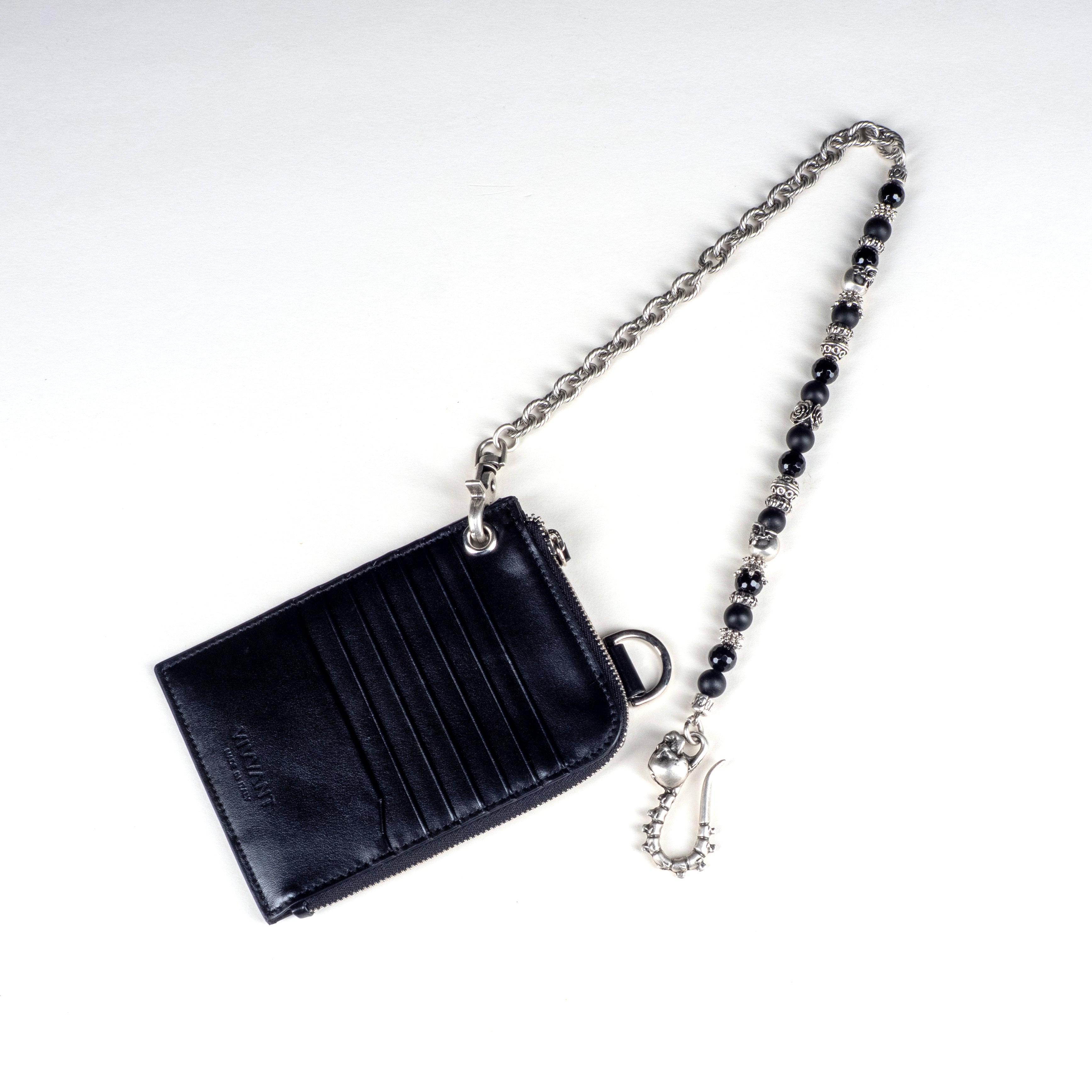 COMPTOIR REMIX｜VIVVANT 皮革肩揹式卡夾 X MANCINO 礦石褲鍊 (黑)