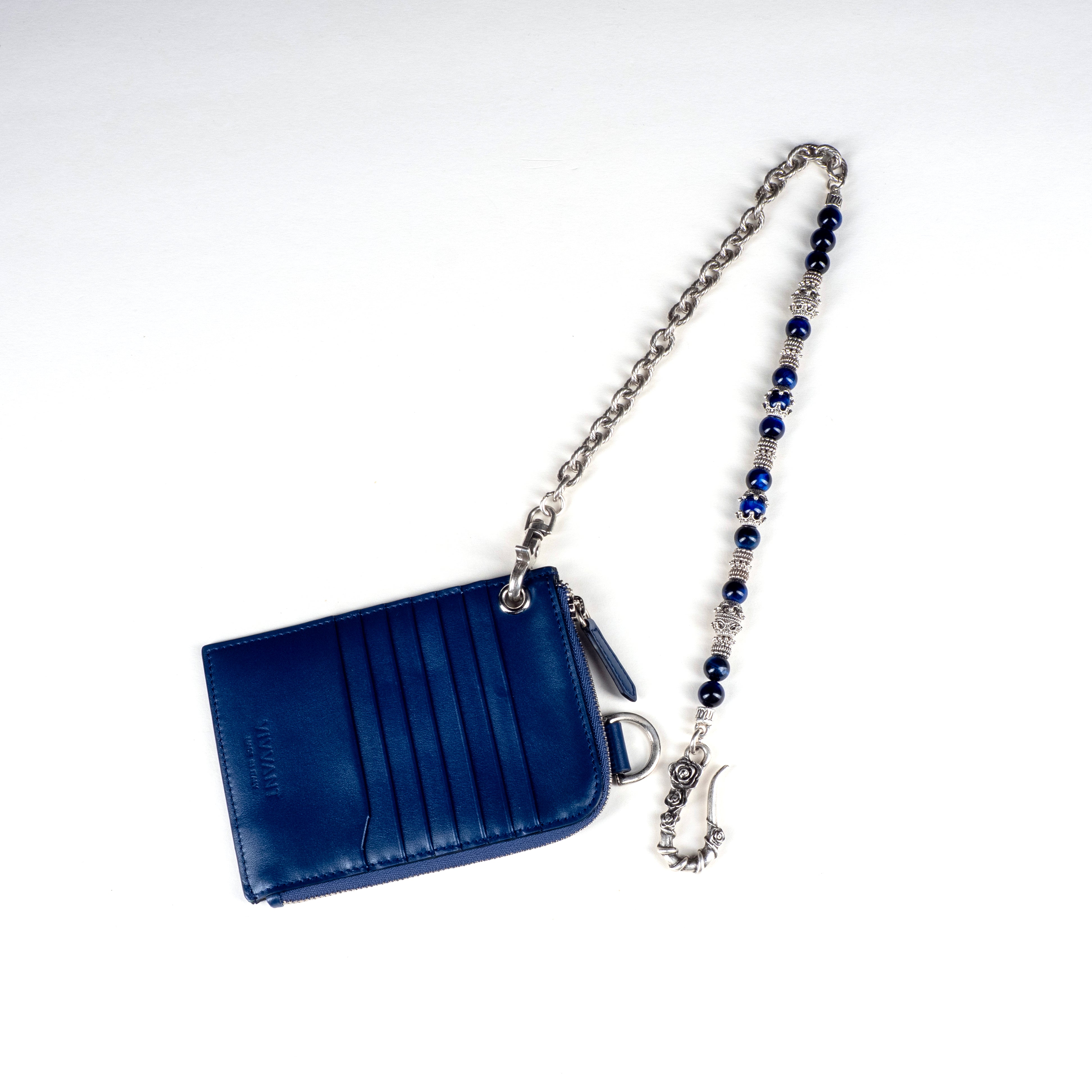 COMPTOIR REMIX｜VIVVANT 皮革肩揹式卡夾 X MANCINO 礦石褲鍊 (藍)