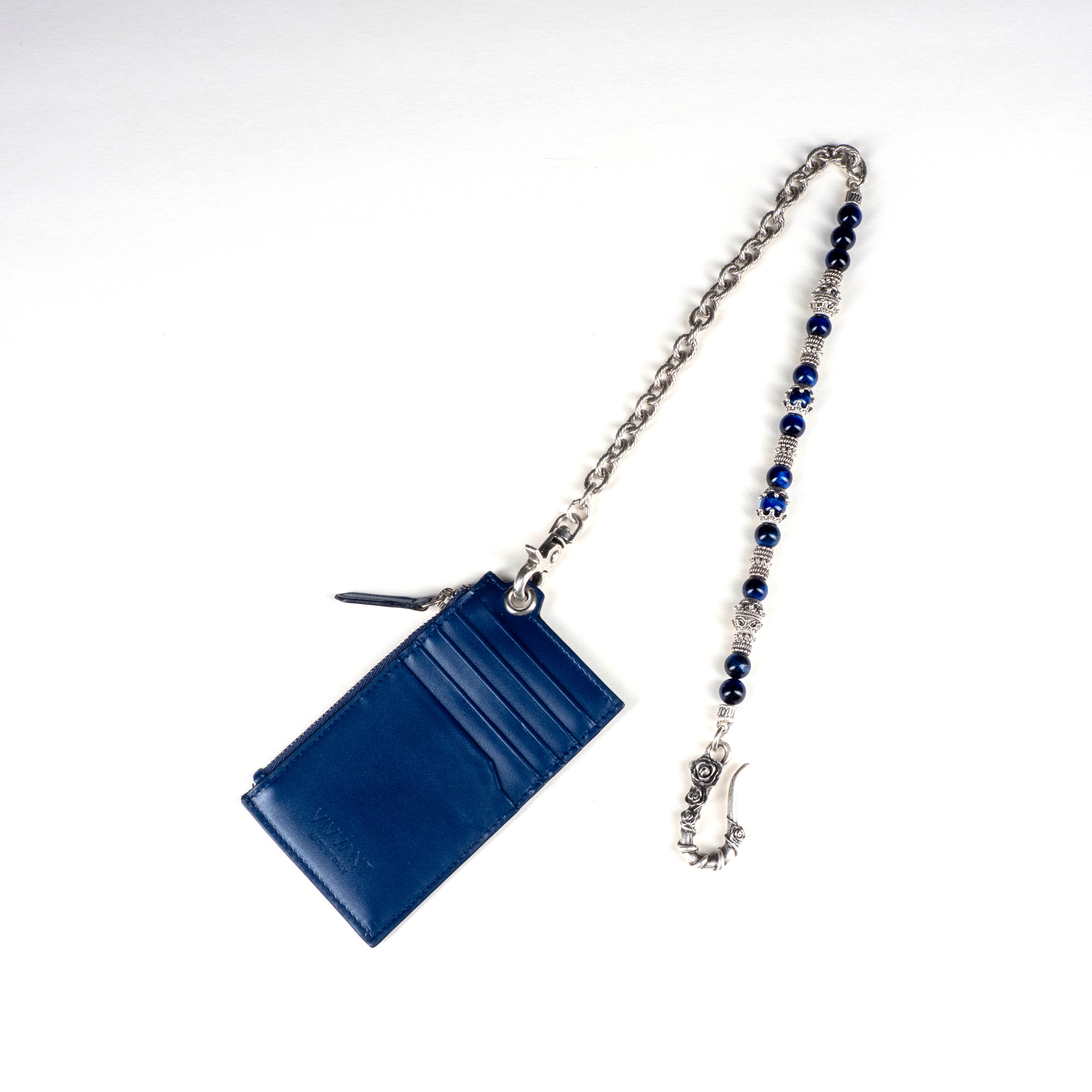 COMPTOIR REMIX｜VIVVANT 皮革小卡夾 X MANCINO 礦石褲鍊 (藍)