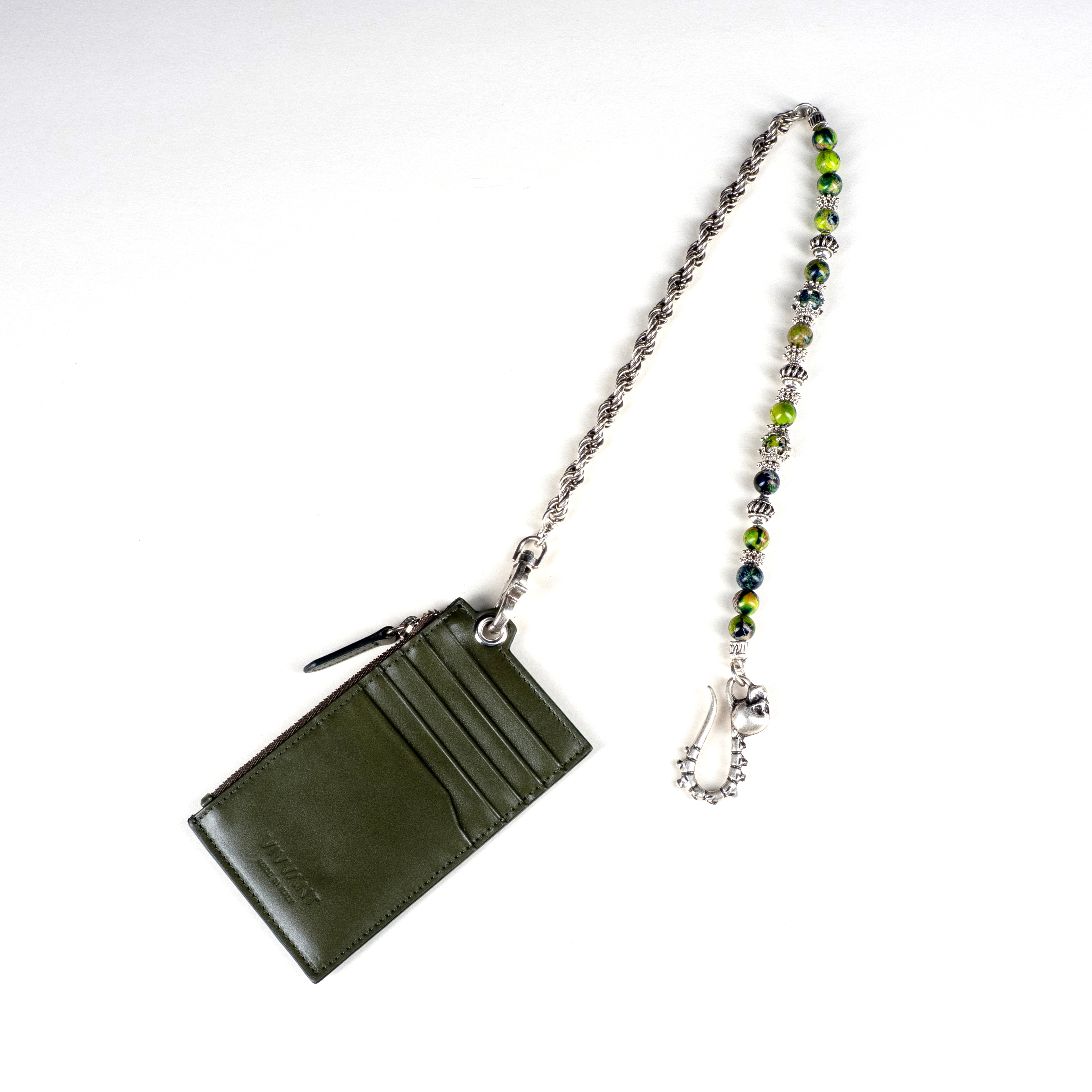 COMPTOIR REMIX｜VIVVANT 皮革小卡夾 X MANCINO 礦石褲鍊 (綠)