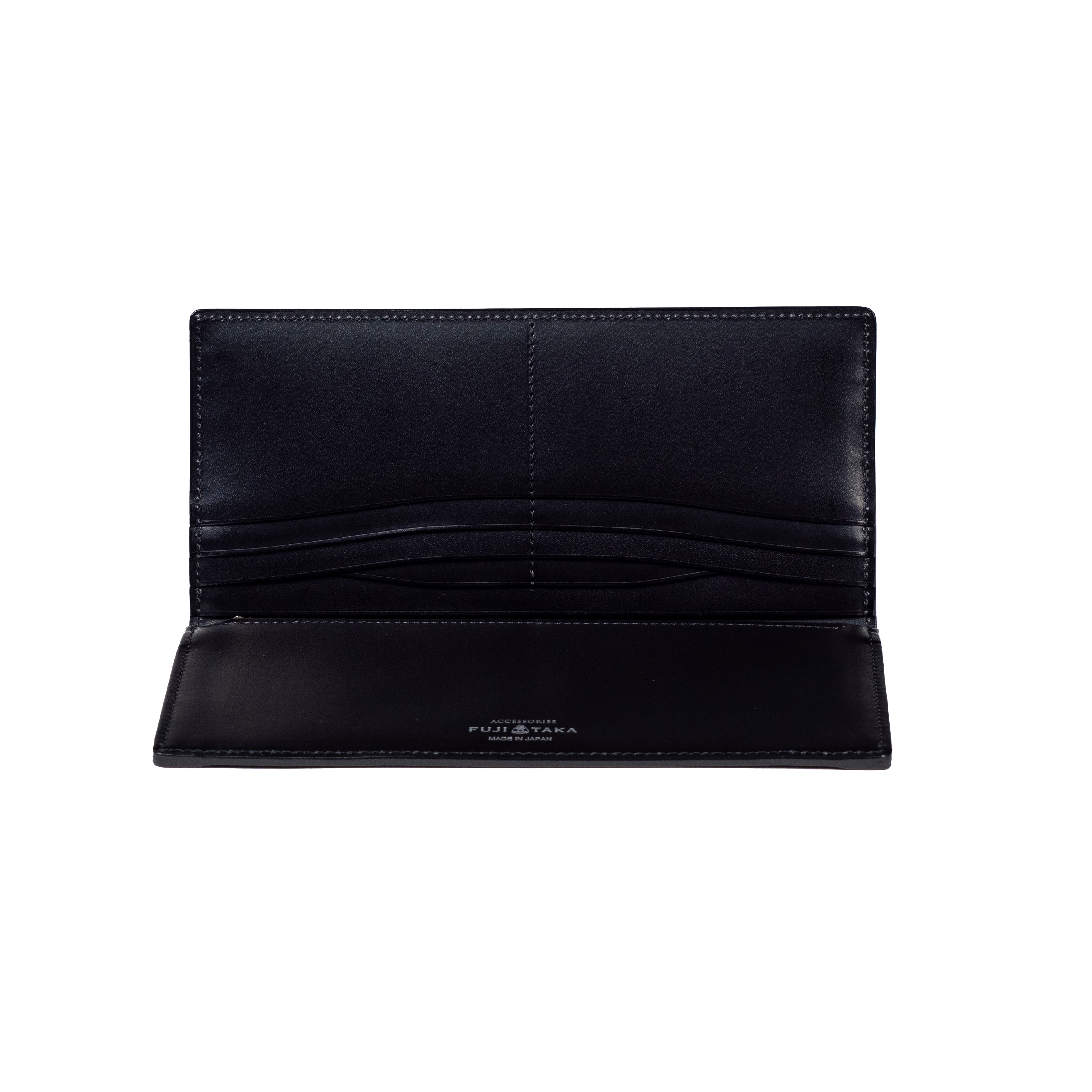 FUJITAKA｜Bubble Light 柔軟皮革長皮夾 (黑）