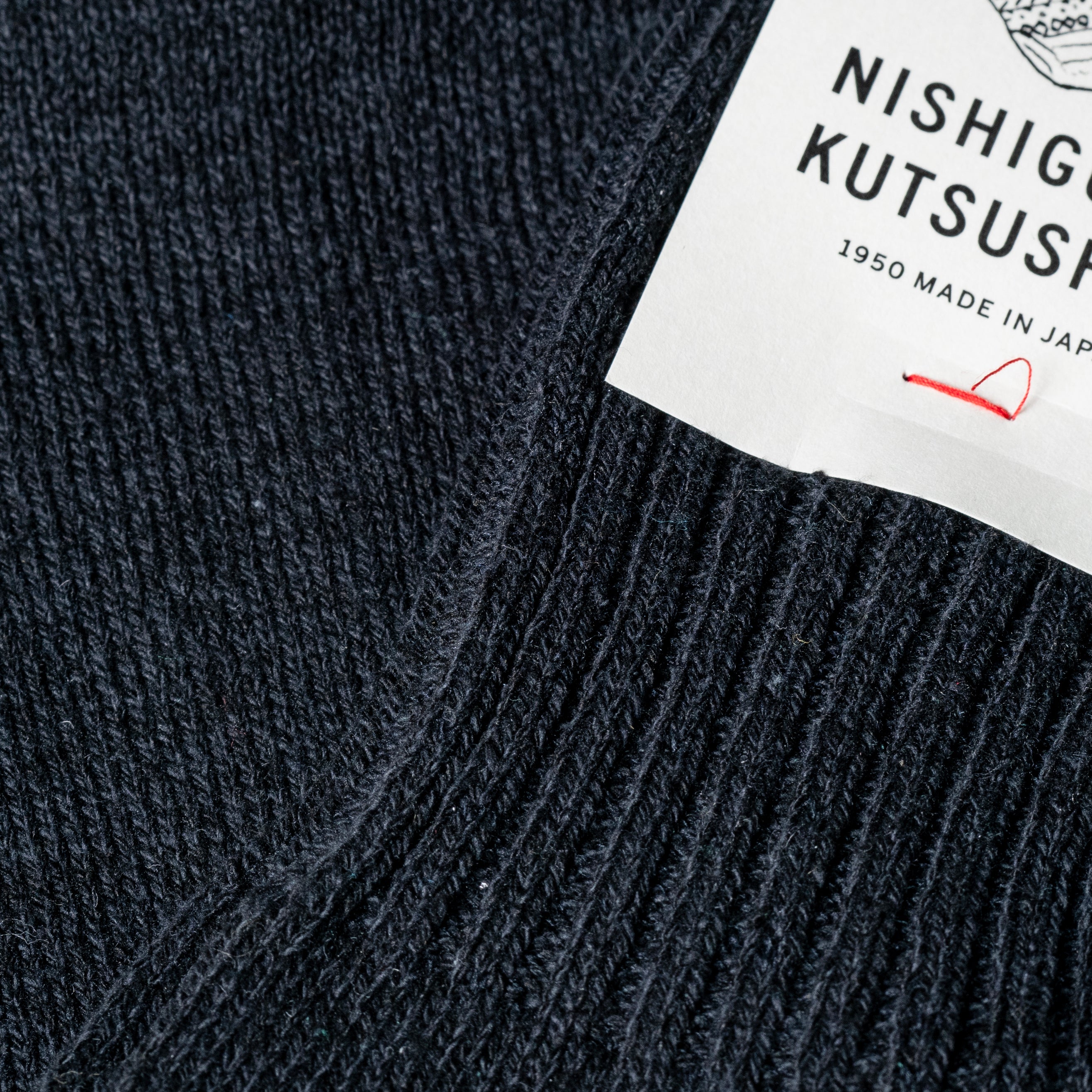 NISHIGUCHI KUTSUSHITA｜Praha 羊毛羅紋中筒襪 (深灰）