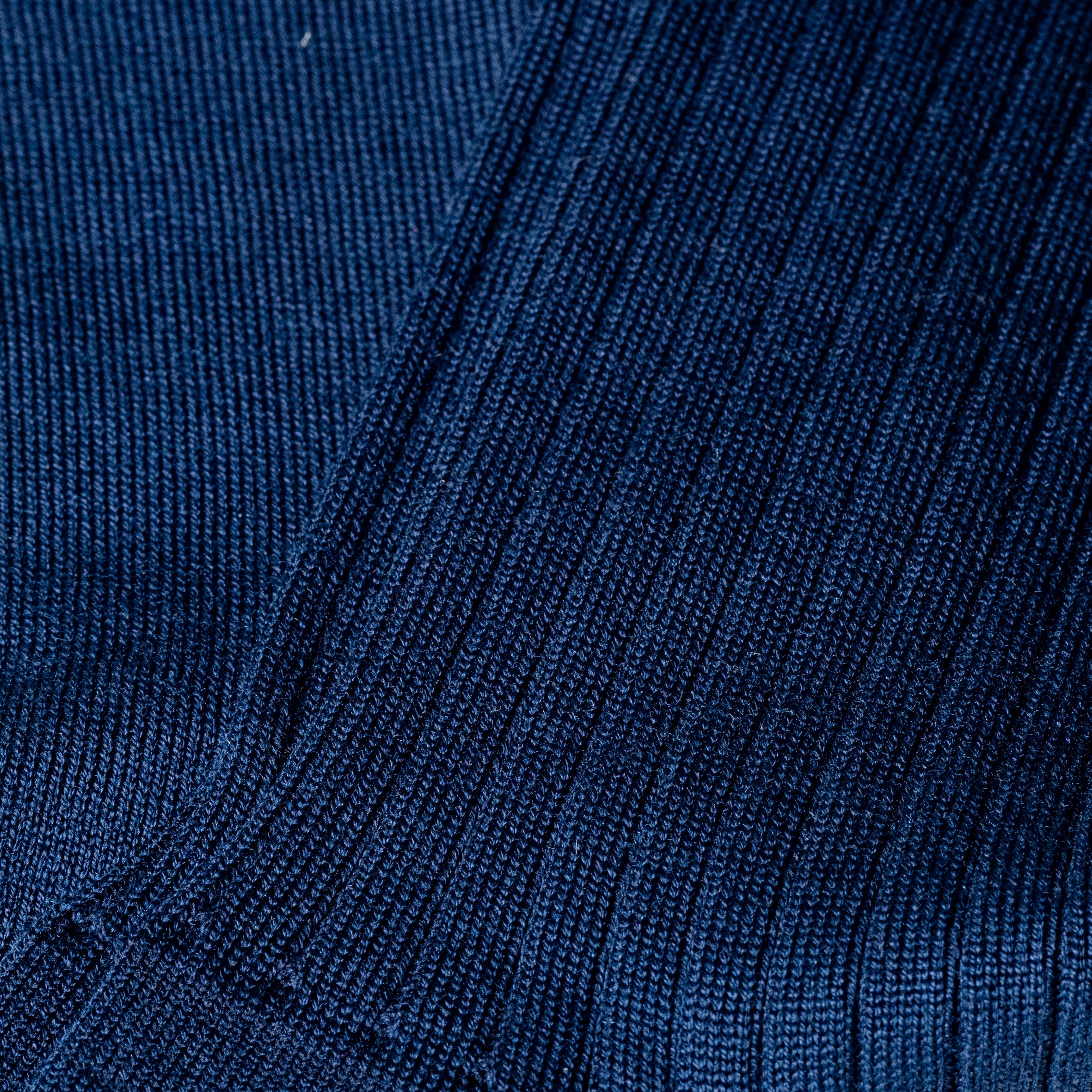 NISHIGUCHI KUTSUSHITA｜Praha 絲綿混紡羅紋中筒襪 (深藍）