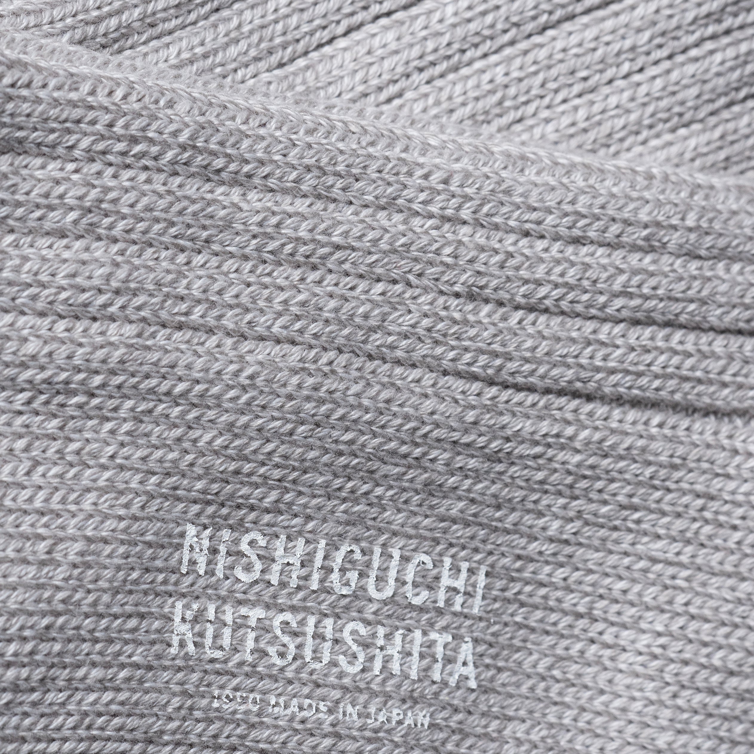 NISHIGUCHI KUTSUSHITA｜奢華棉質羅紋襪 (淺灰）