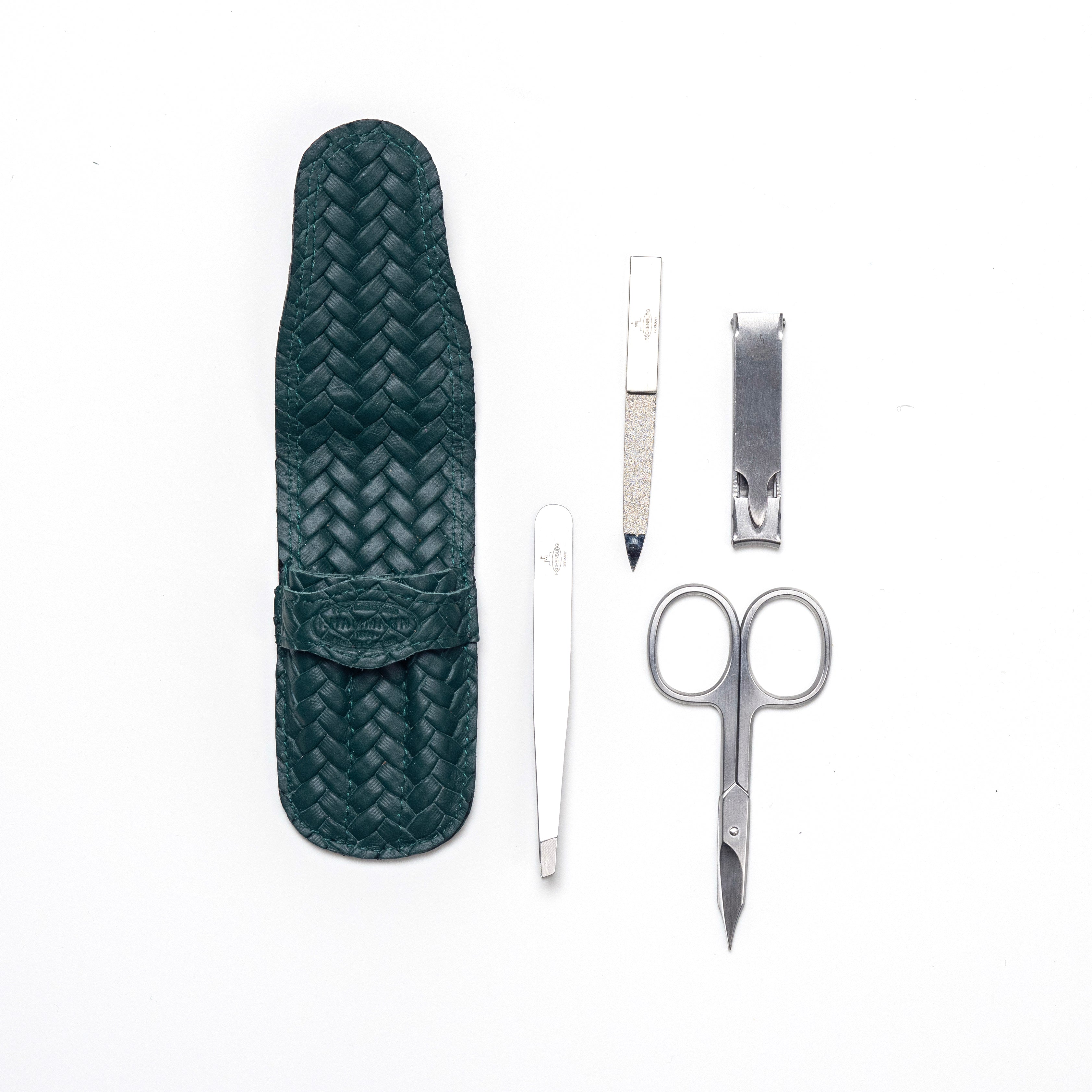 Hammann｜綠編織皮革指甲剪組 (小）
