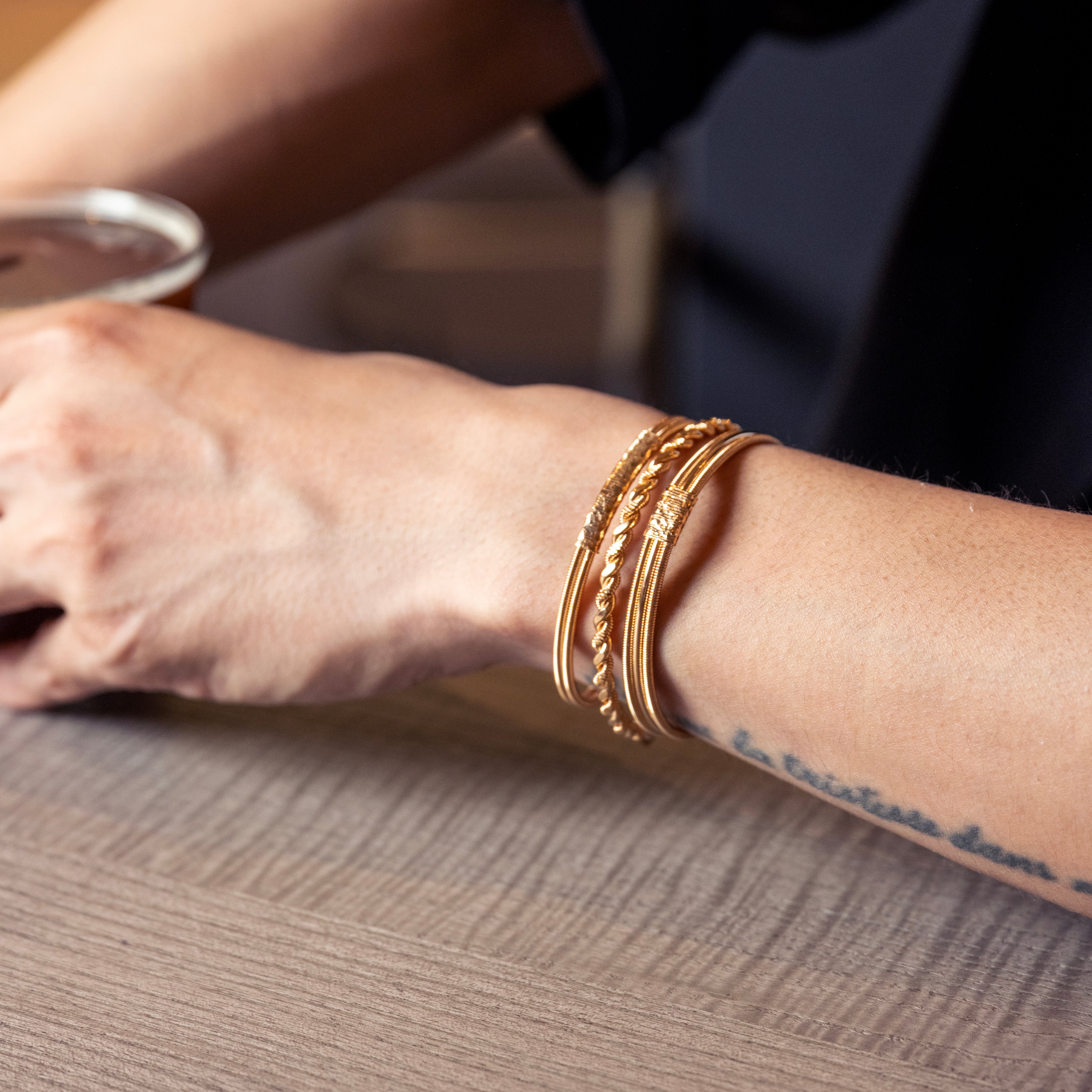 SING A SONG｜一弦一念 雙圈金屬手鍊 (金)