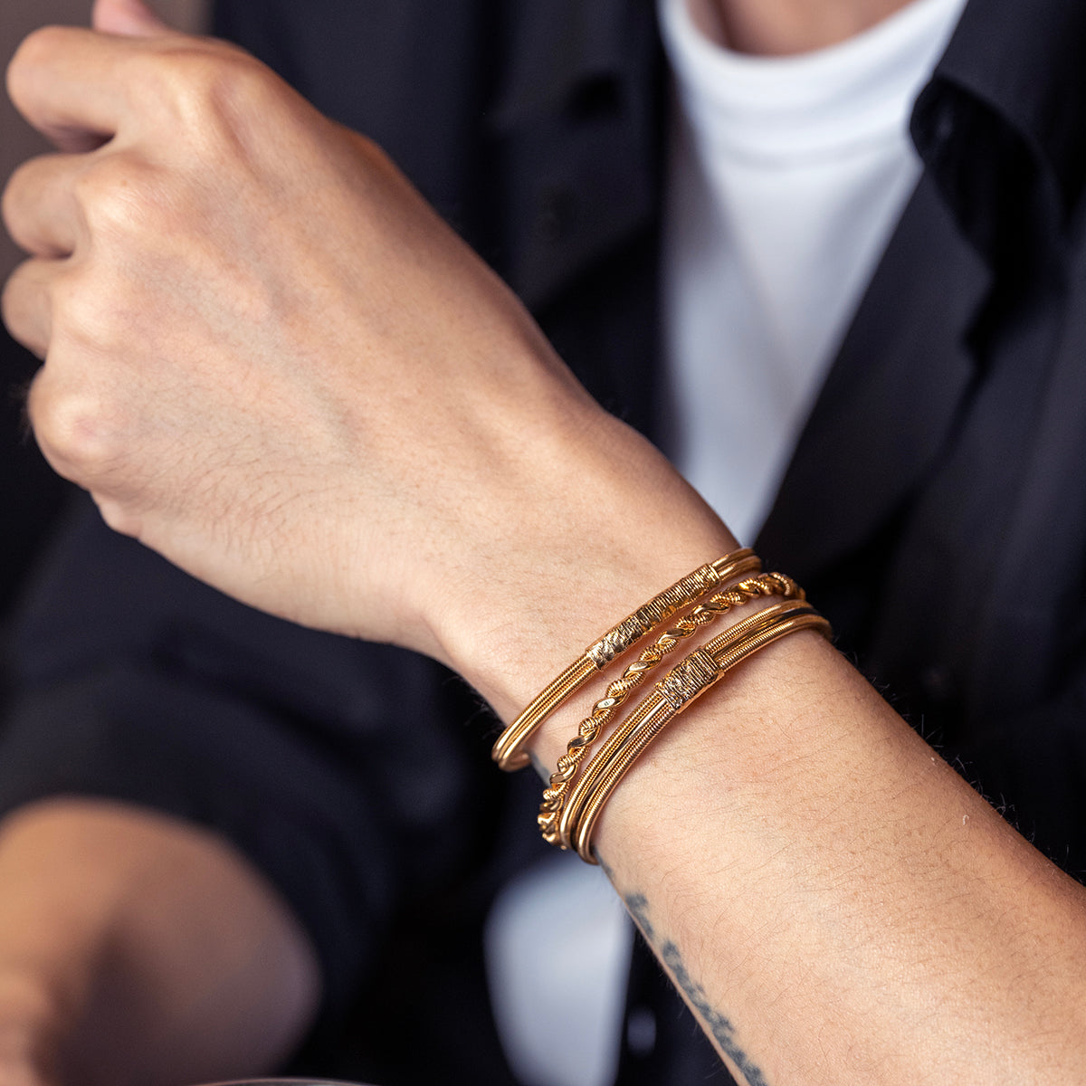 SING A SONG｜一弦一念 雙圈金屬手鍊 (金)