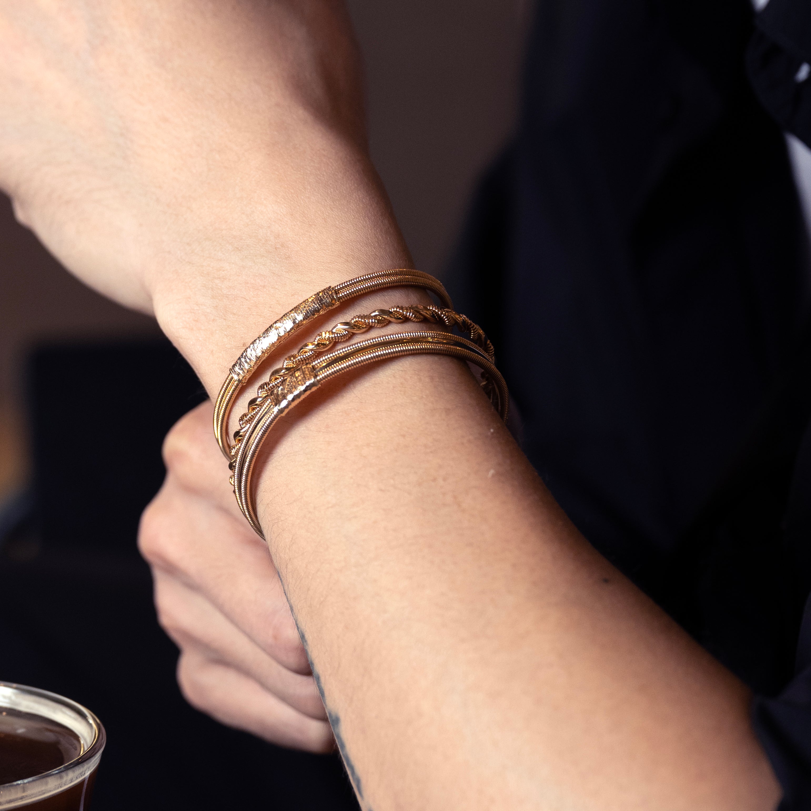 SING A SONG｜一弦一念 雙圈金屬手鍊 (金)