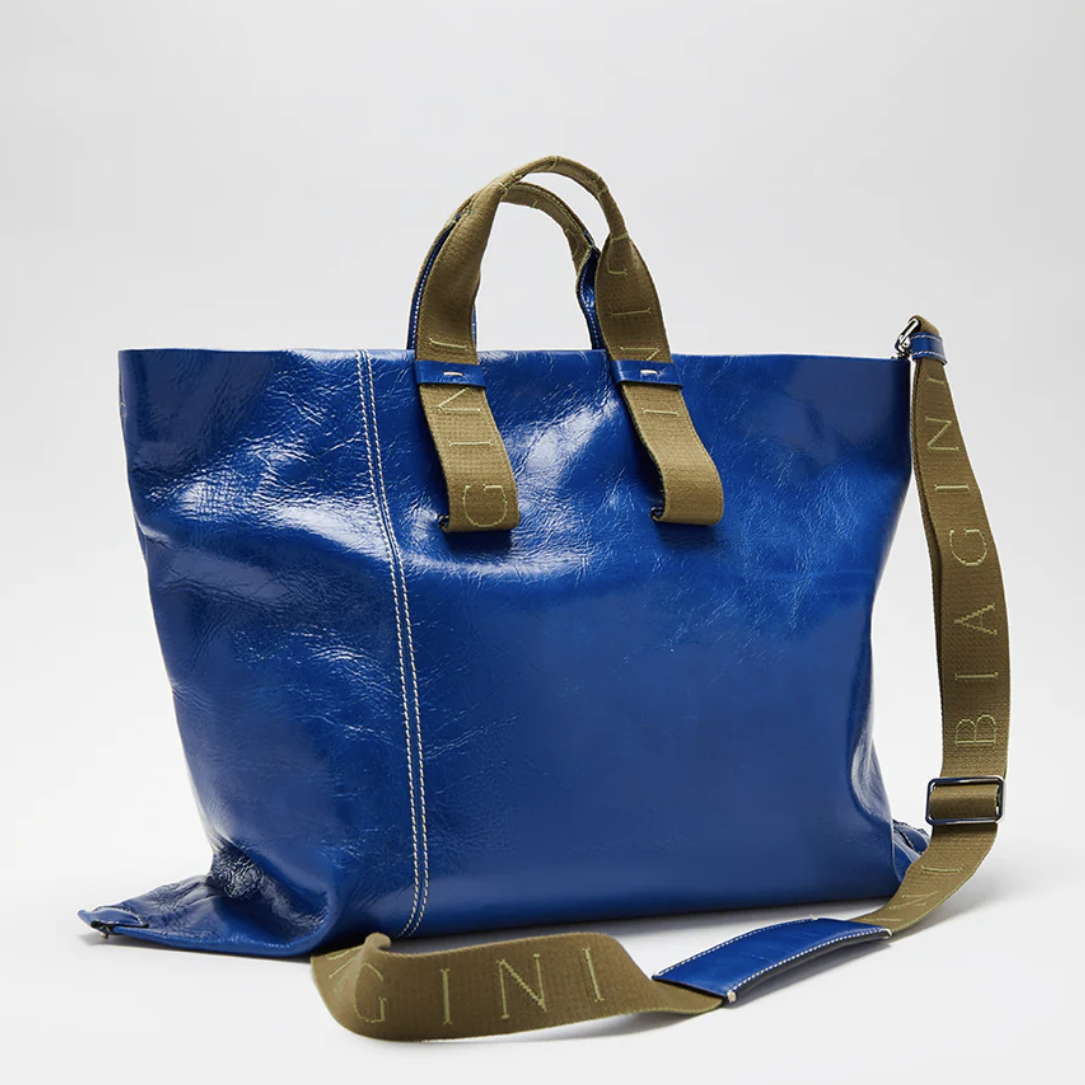 BIAGINI｜自在隨行皮革購物包 (天空藍）