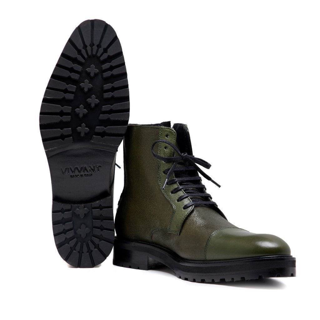 VIVVANT｜Snowdon 軍綠色皮革軍靴