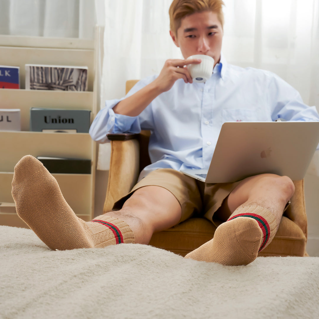 ANT45｜Mull 特殊織紋中筒襪 (駝色)