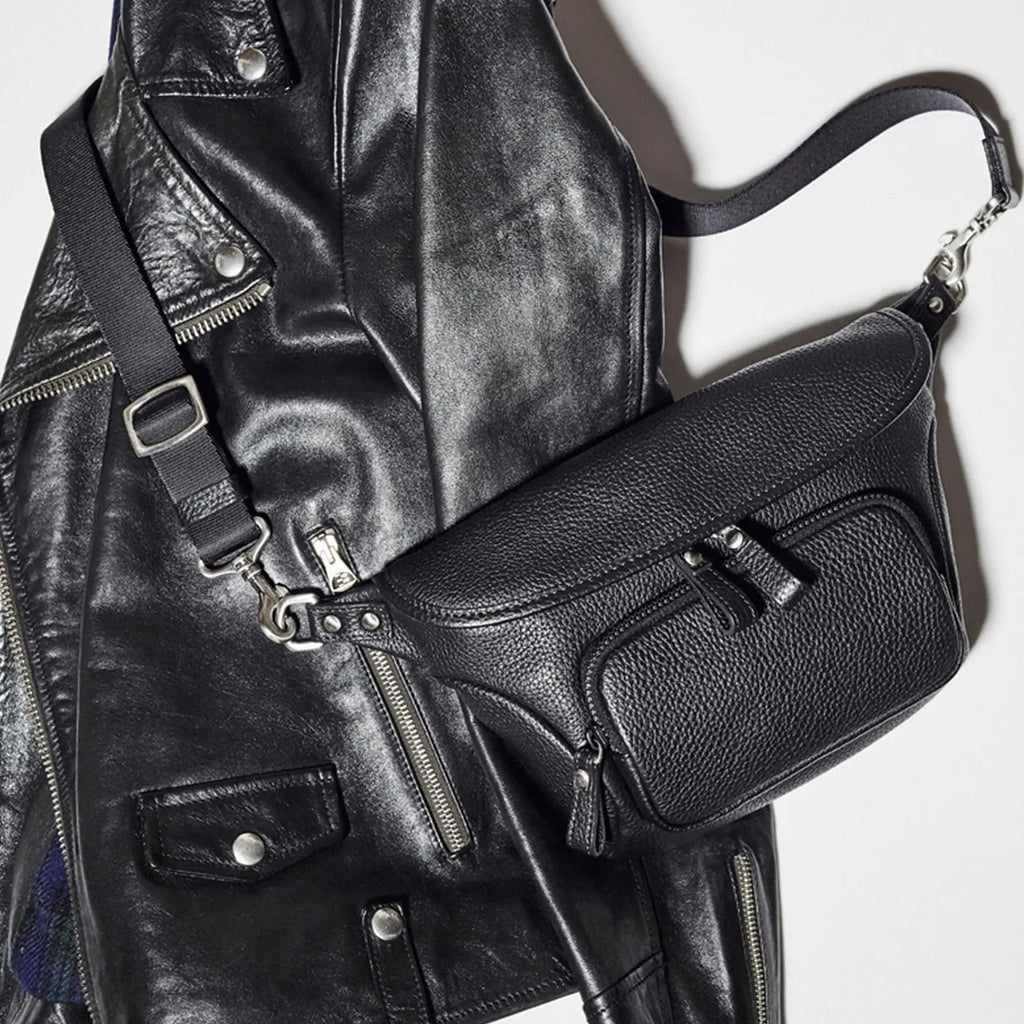 FUJITAKA｜瀨尾浩司 旅行皮革腰包 (黑)