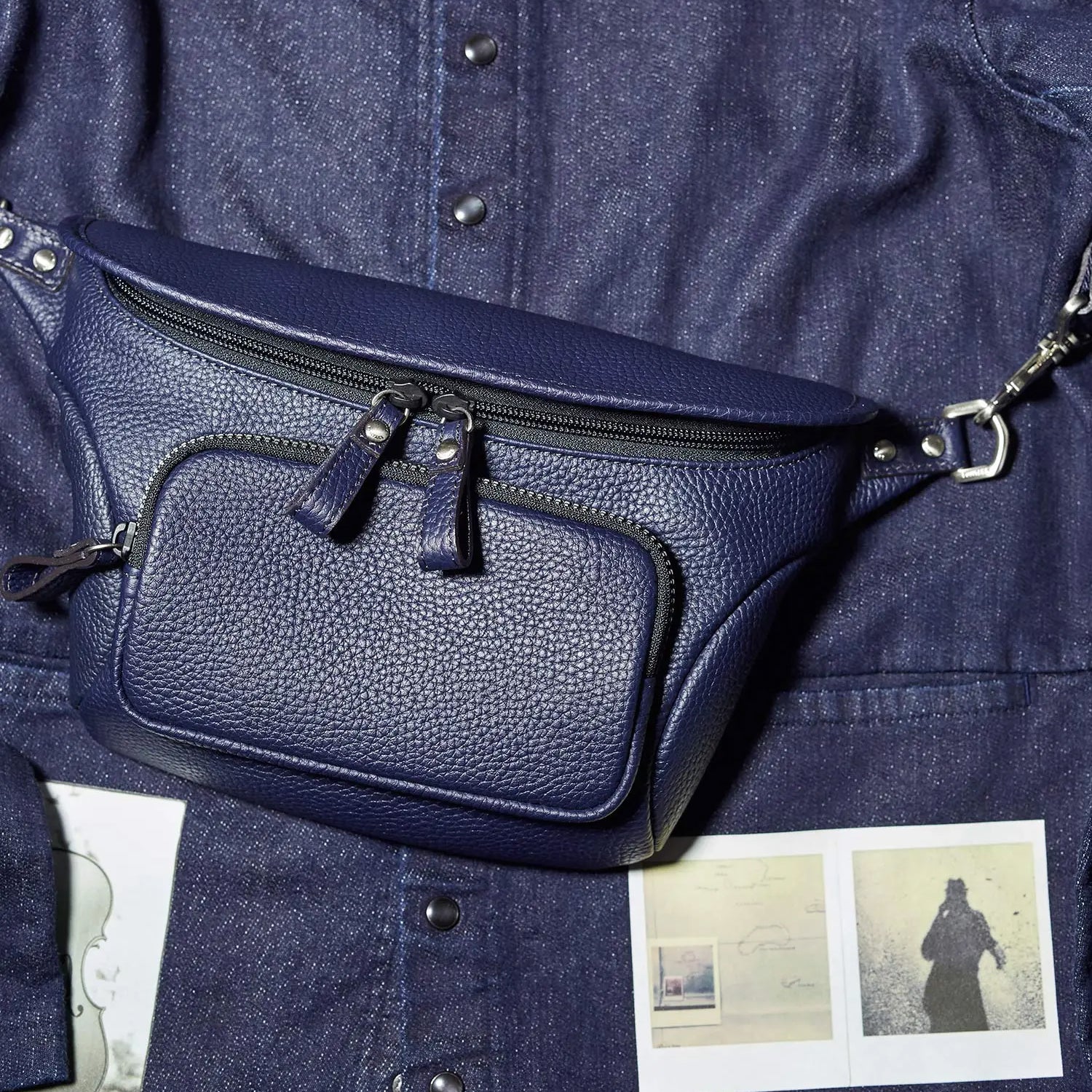 FUJITAKA｜瀨尾浩司 旅行皮革腰包 (深藍)